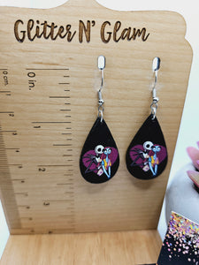 1942 NMBC Jack and Sally Wood Dangle Earrings