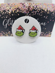 2000 Grinch Wood Stud Earrings