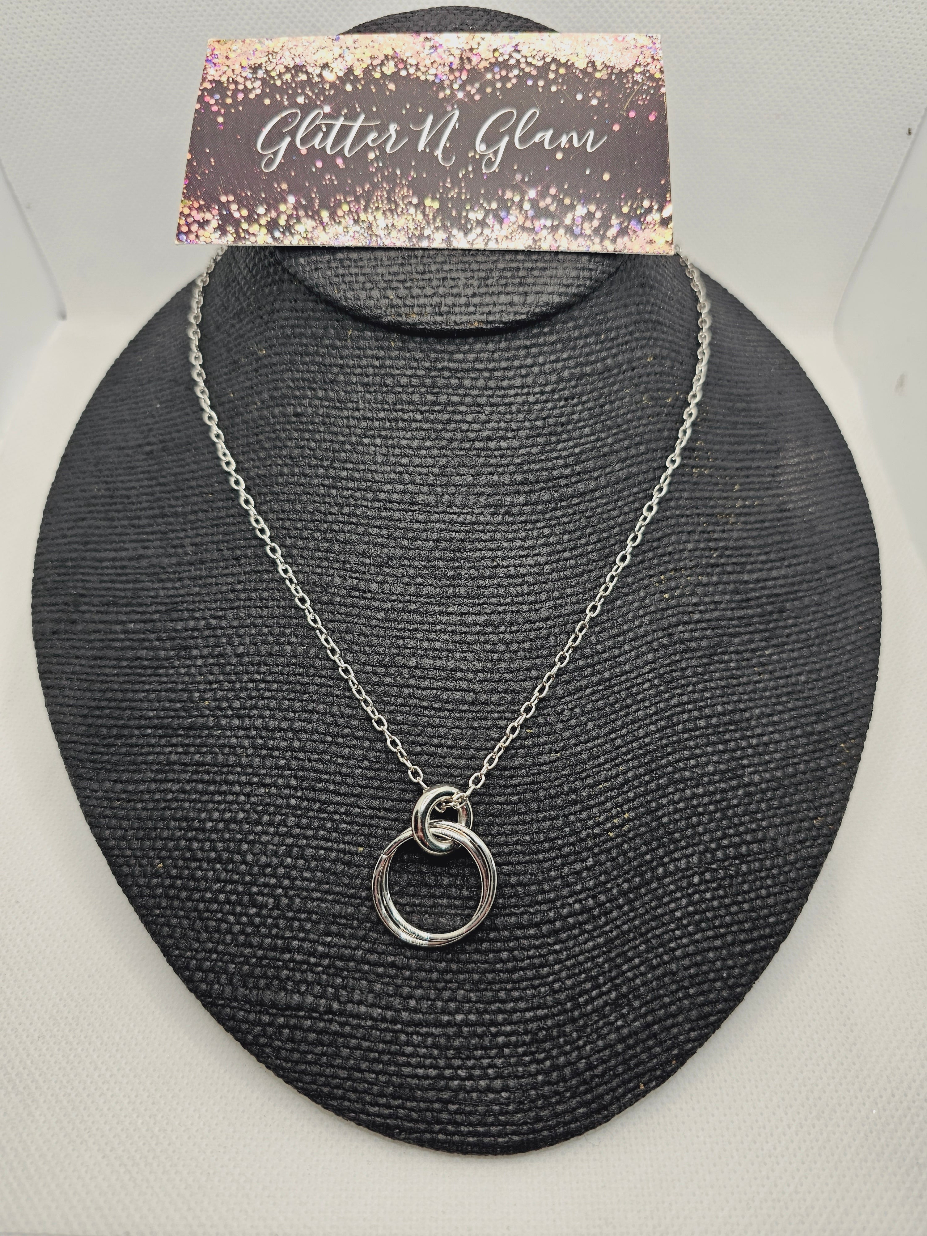 2009 Silver Mid-Length Necklace with Silver Double Circle Pendant