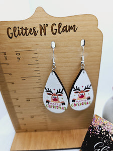 2026 Wood Reindeer Dangle Earrings