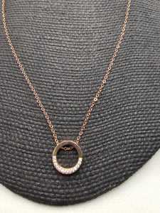 2374 Rosegold Circle  Short Necklace and Earring Set.