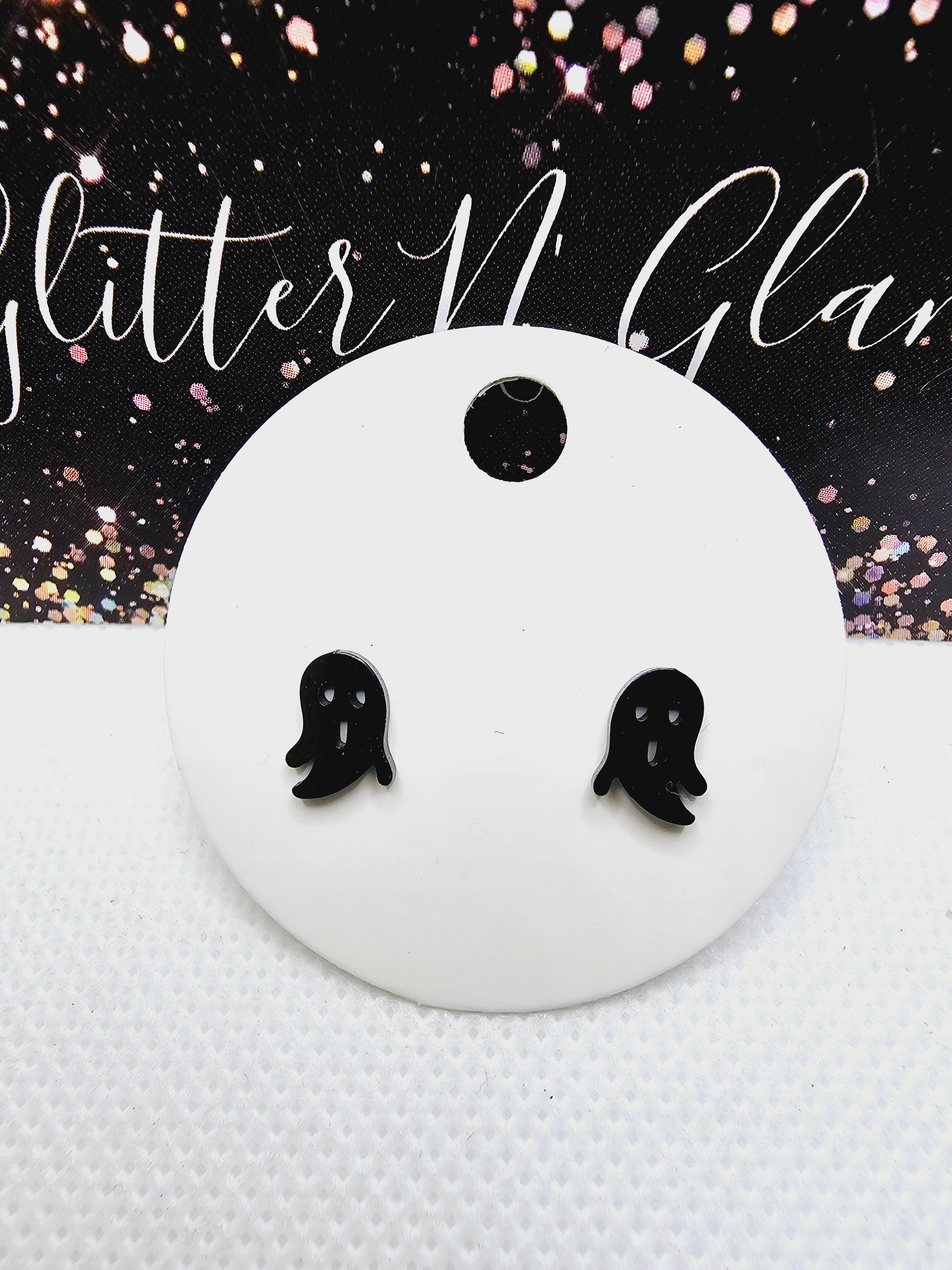 2411 Black Ghost Stud Earrings