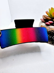 2473 Rainbow Leather Claw Clip