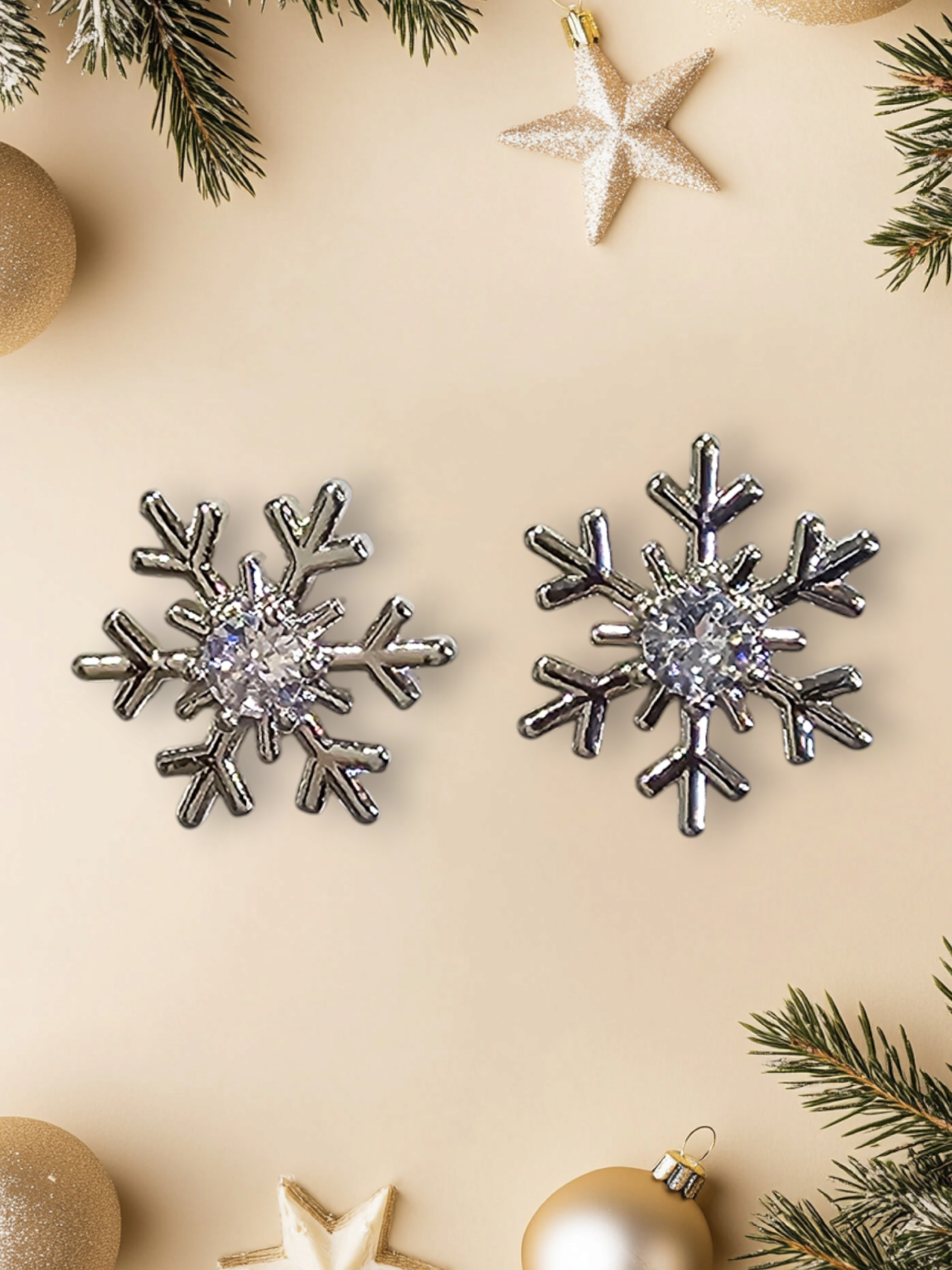 2510 Silver SnowFlake Stud Earrings