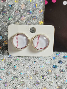 818 Baseball Stud Earrings