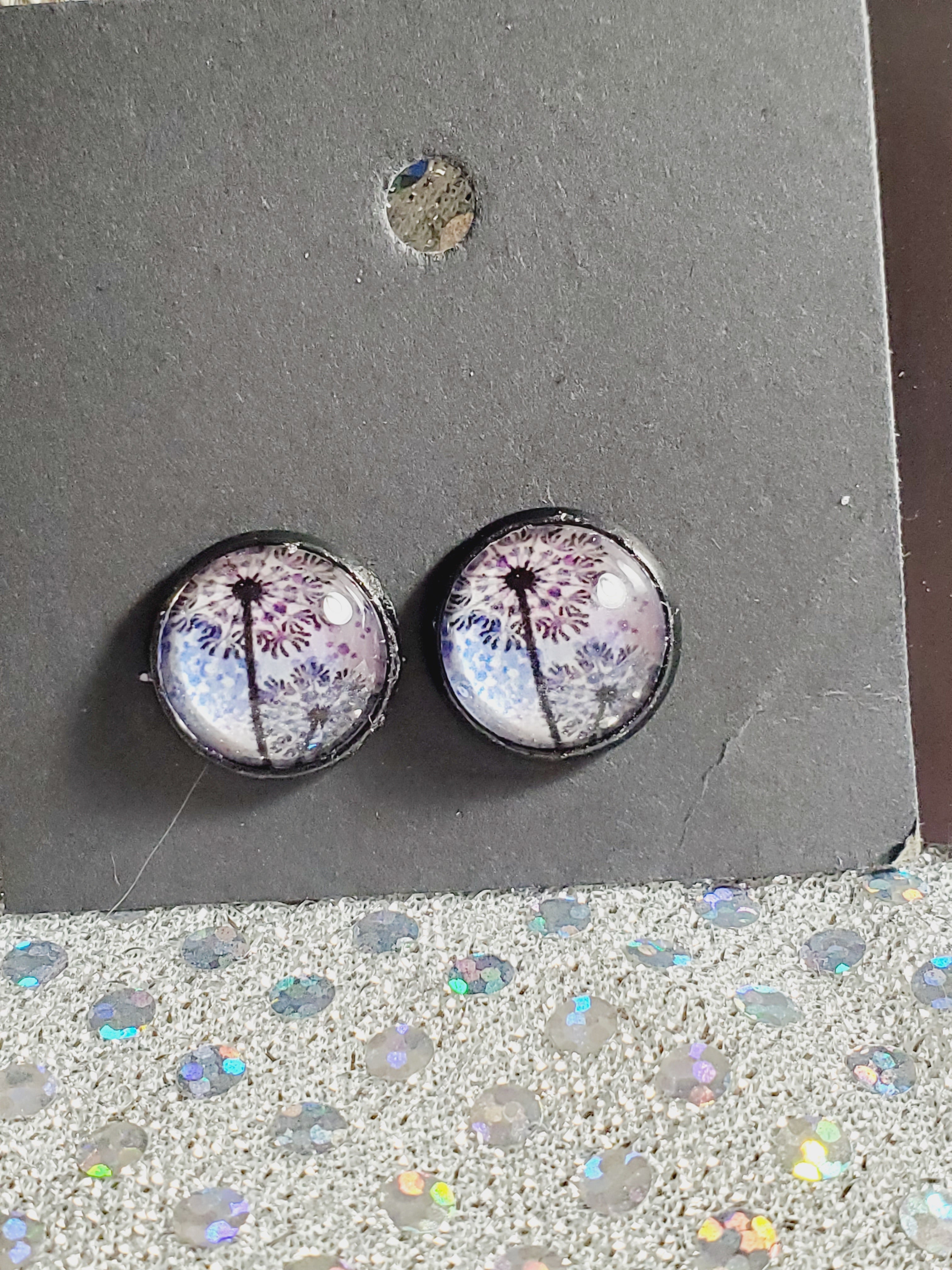 745 Pink/Blue Dandelion Stud Earrings