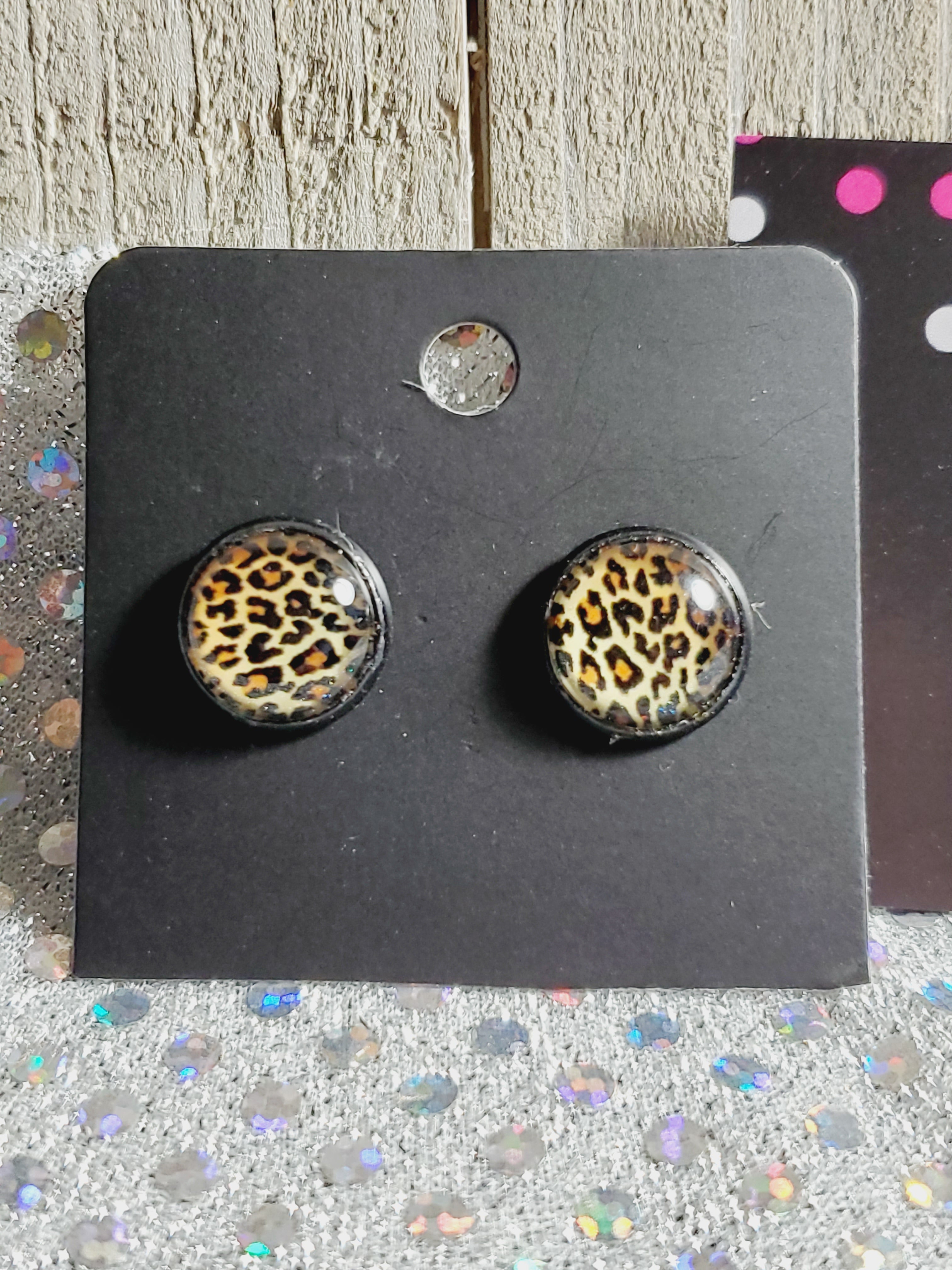 713 Cheetah Print Stud Earrings