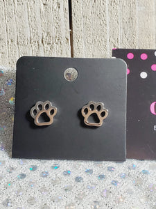 734 Silver Paw Print Stud Earrings