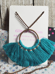 514 Teal Tassel Necklace