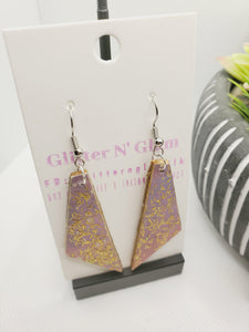 273 Ombre Side Triangular Shape with Glitter dangle Earrings