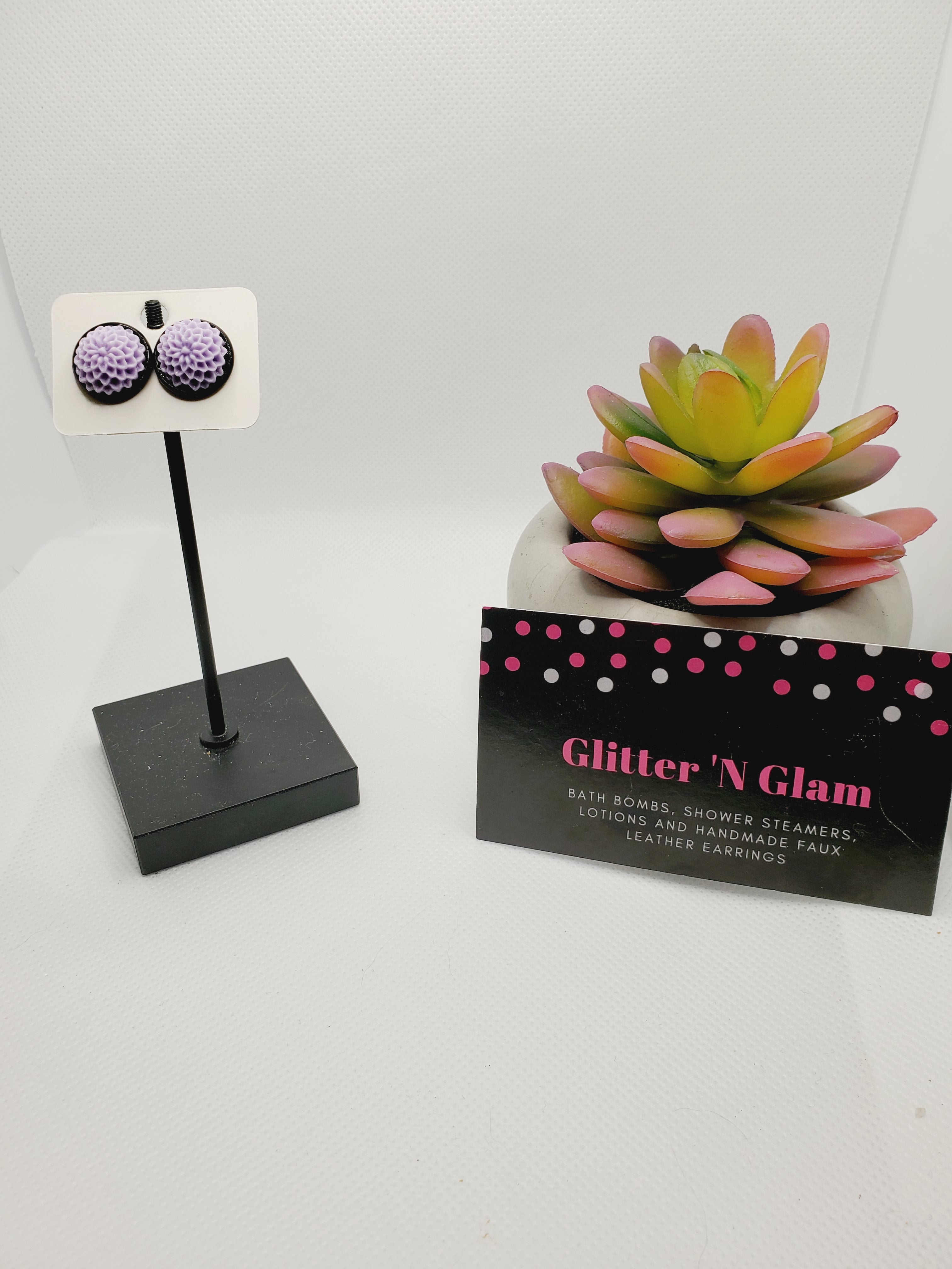 850 Purple Flower Stud Earrings