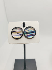 923 Multi-Colored Striped Stud Earrings