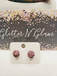 1006 Purple Sparkly Stud Earrings