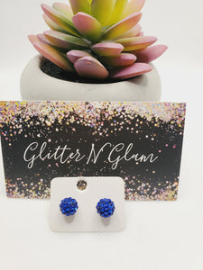 1005 Blue Sparkly Stud Earrings