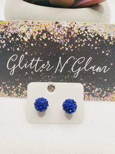 1005 Blue Sparkly Stud Earrings