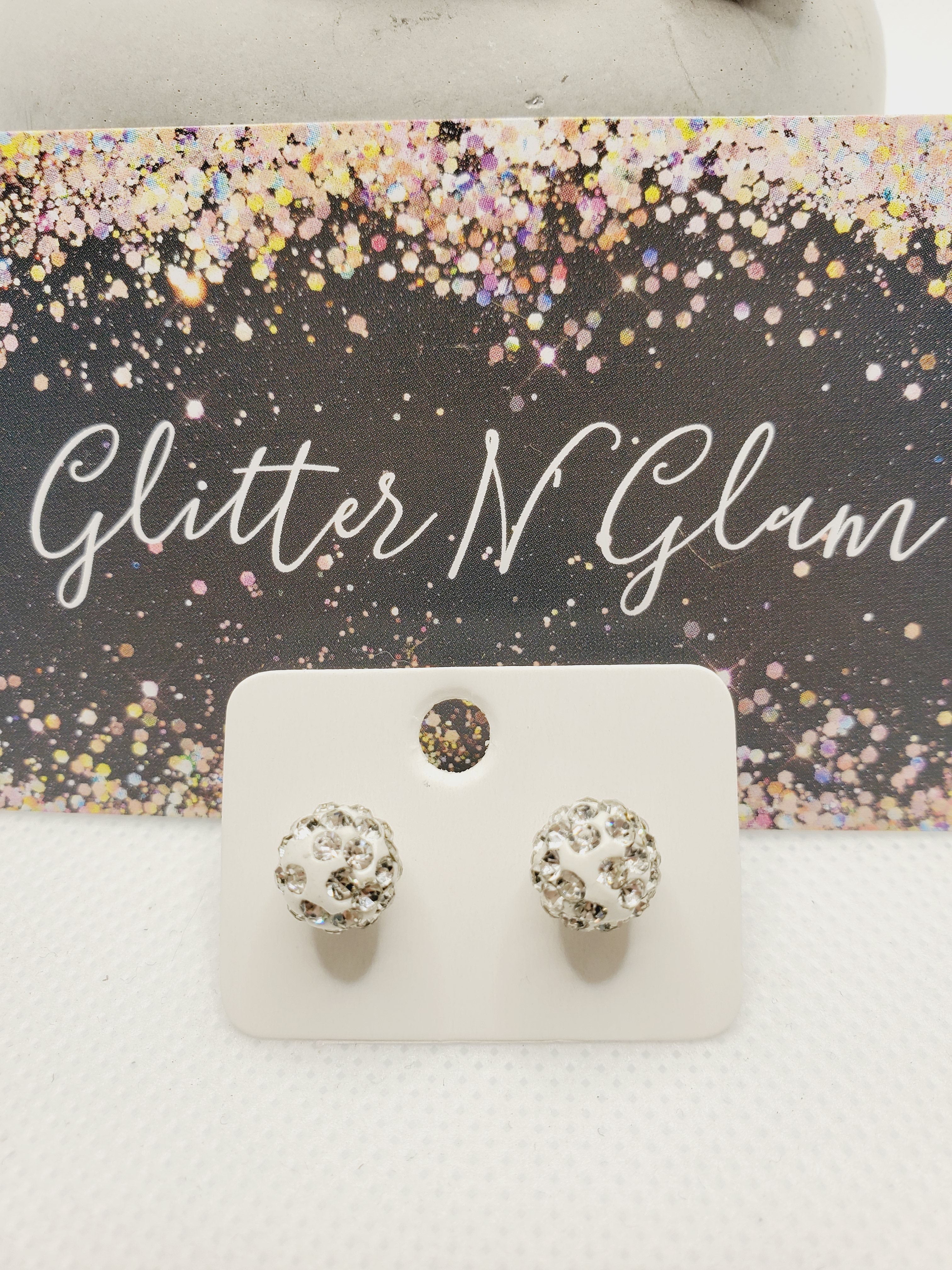 1004 White/Silver Sparkly Stud Earring