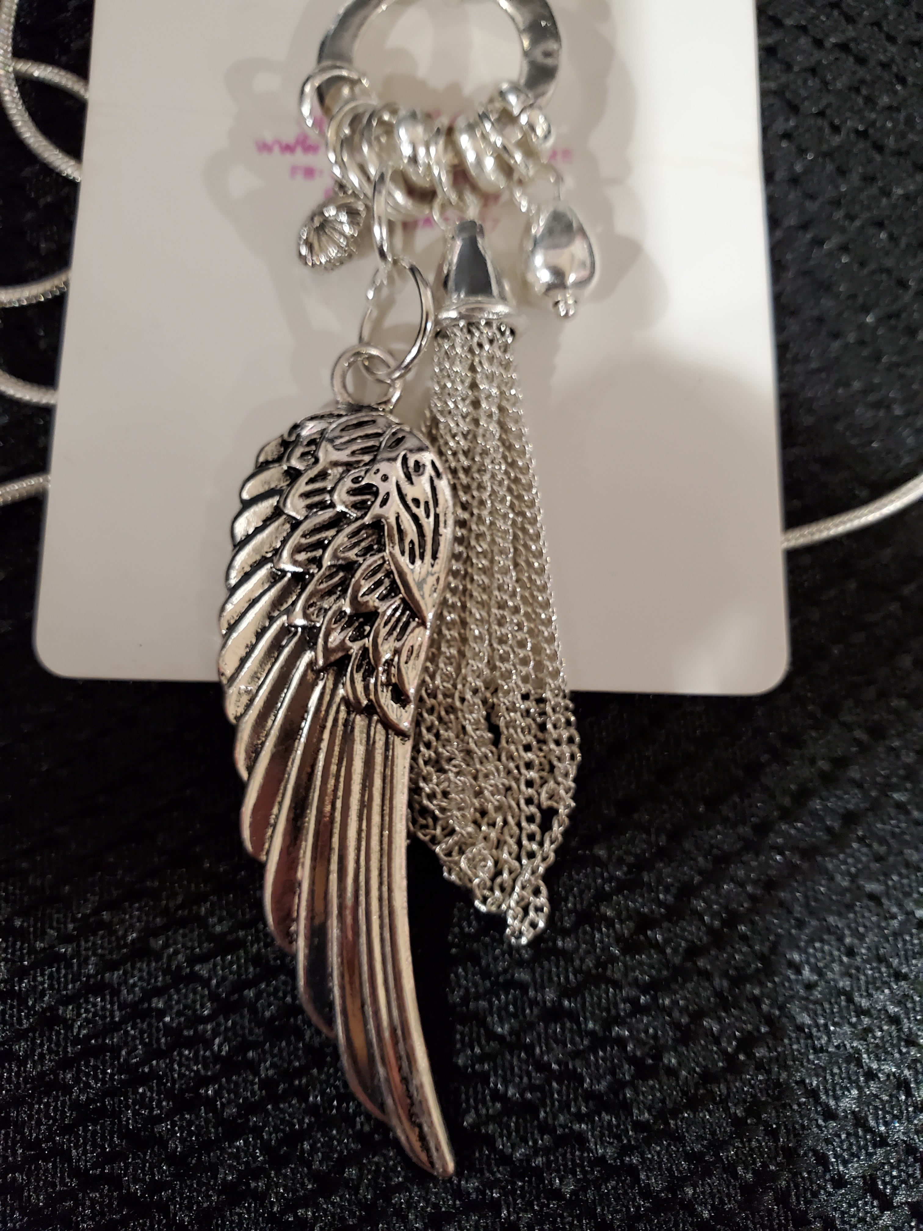 560 Silver Sweater Necklace with Wing