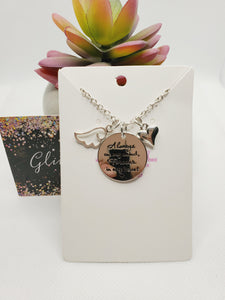 566 Silver Short Necklace "Always on my mind Forever in my heart" with Bracelet