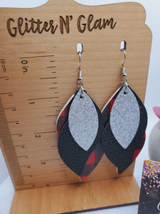 1120 Red/Black Buffalo Plaid Dangle Earrings