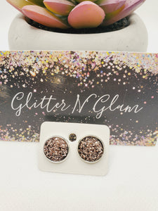 1165 Rosegold Druzy Stud Earrings