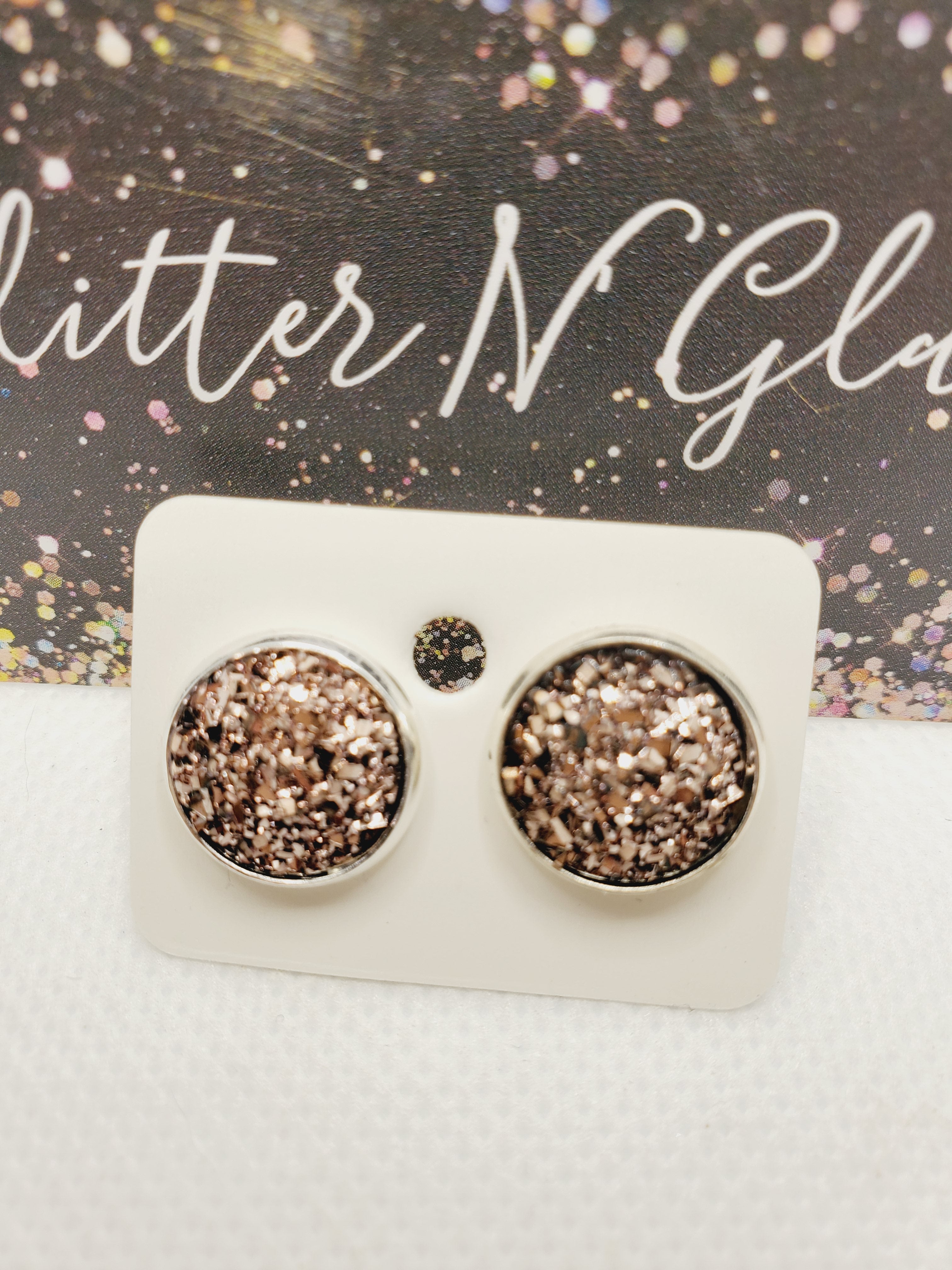 1165 Rosegold Druzy Stud Earrings