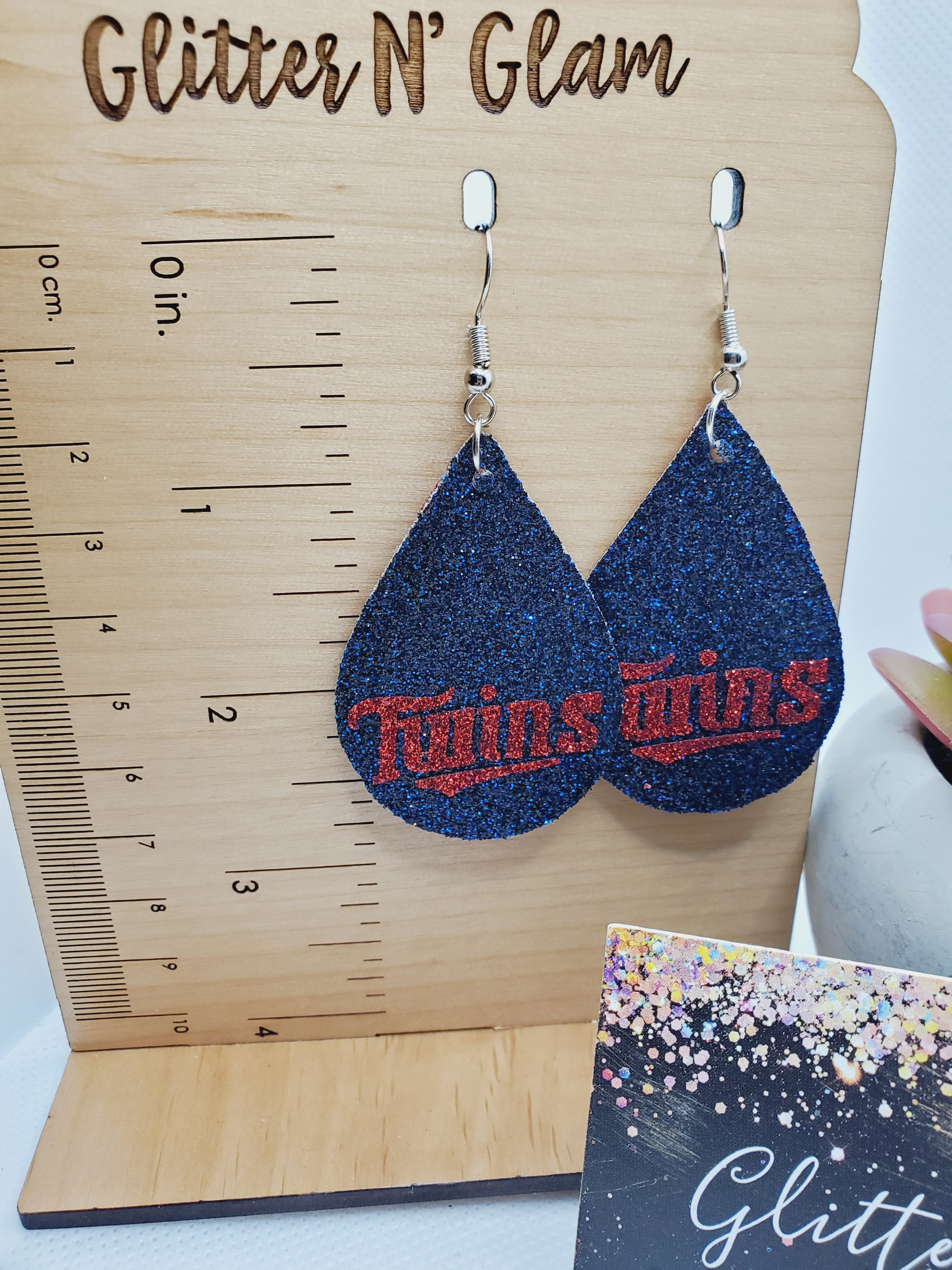 1210 Twins Sparkly Dangle Earrings