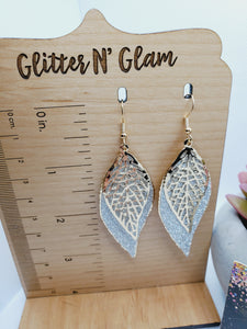 1193 Gold and Silver Sparkly Dangle Earrings