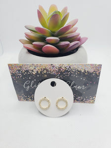 1292 Sparkly Gold Circle Stud Earrings