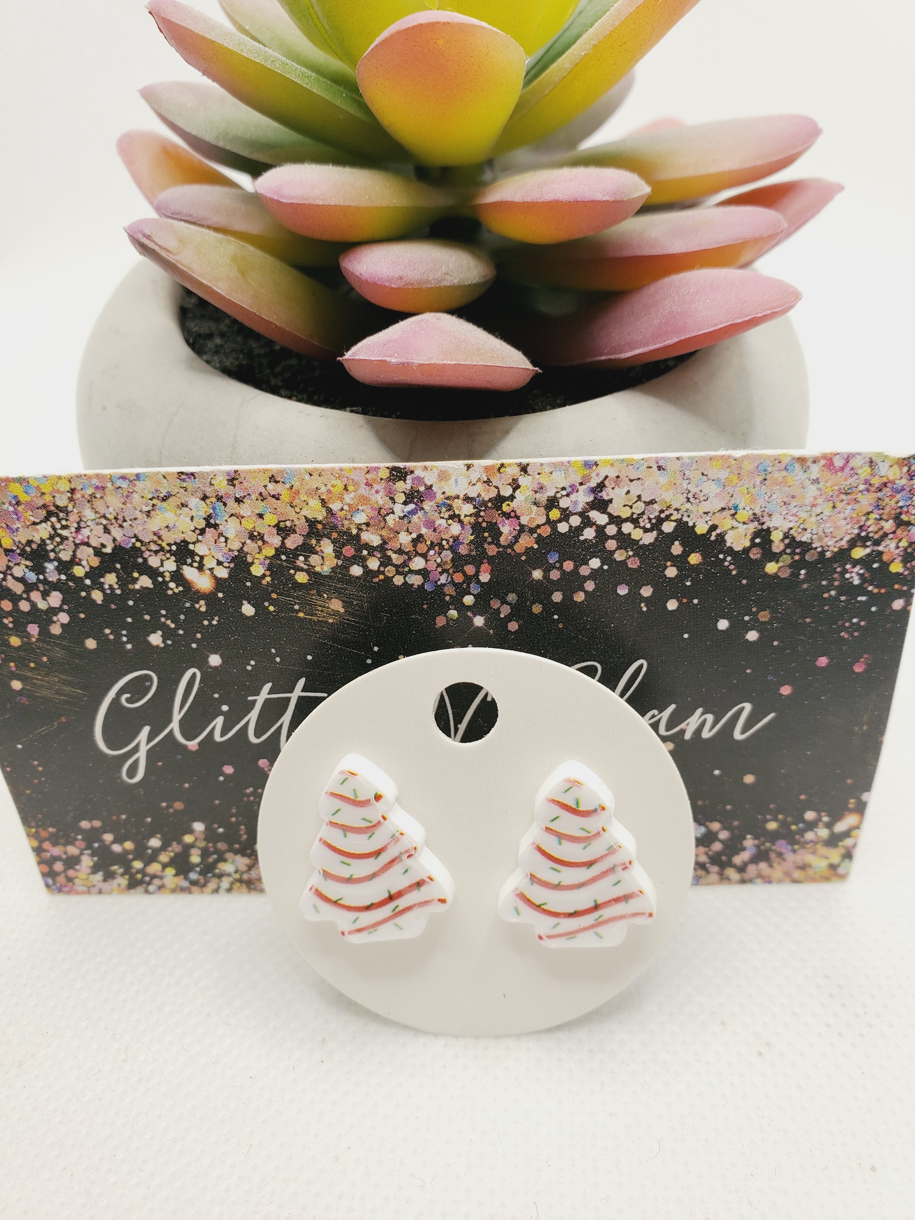 1489 Christmas Tree Cake Stud Earrings