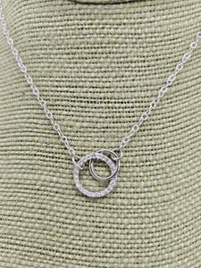 1557 Silver Short Double Circle Necklace